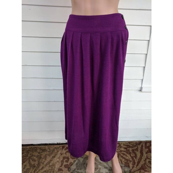 Side Button Purple Skirt Wool Pierre Cardin 80s New S 26 Waist - Picture 6 of 6